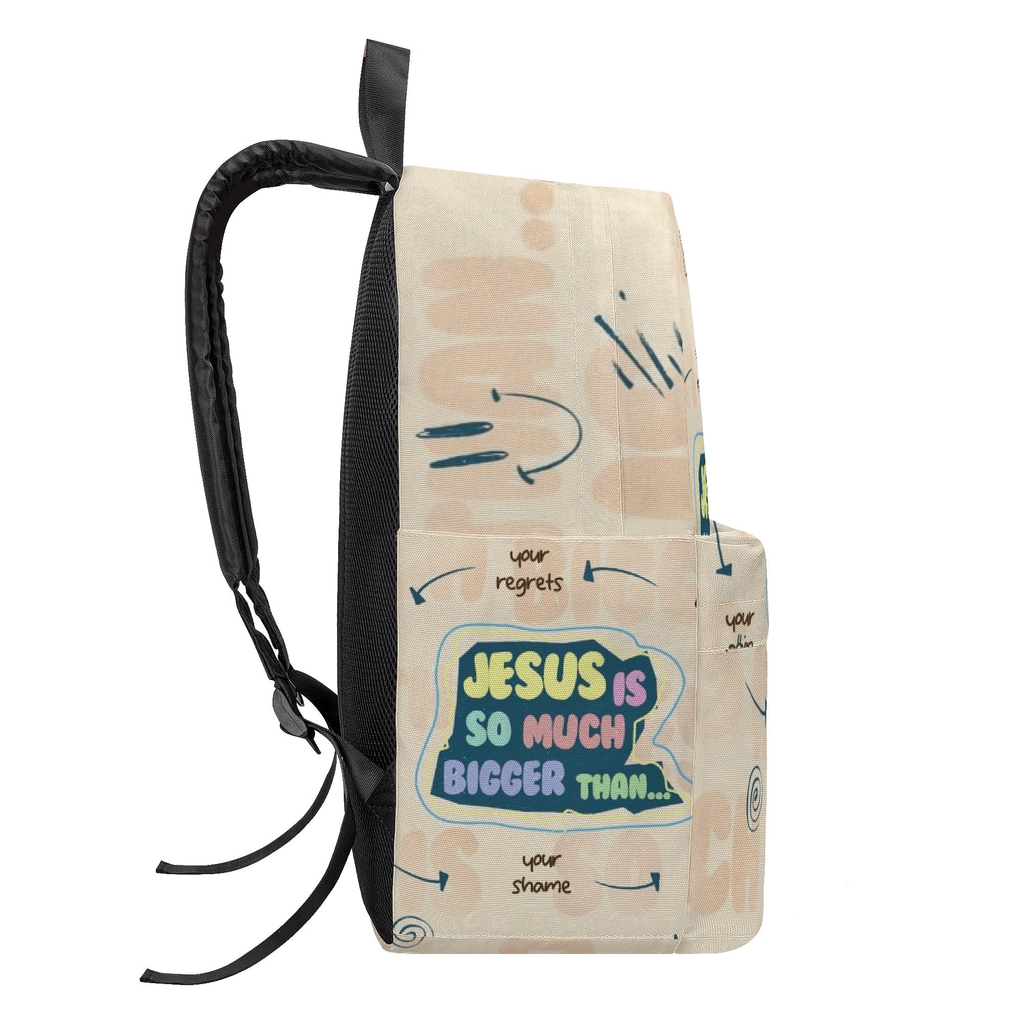 Jesus Is Bigger Backpack, Christian Faith Backpack, Inspirational Bible Verse Backpack, Overcome Doubt and Fear School Bag, Motivational Religious Gift.PLAF49